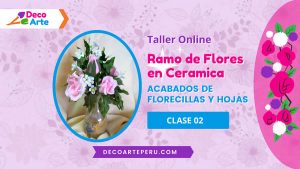 Ramo de flores en cerámica acabado de flores y hojas Clase 02